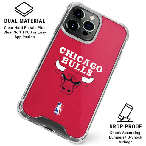 NBA Chicago Bulls Red Distressed iPhone 16 Pro Max Clear Case
